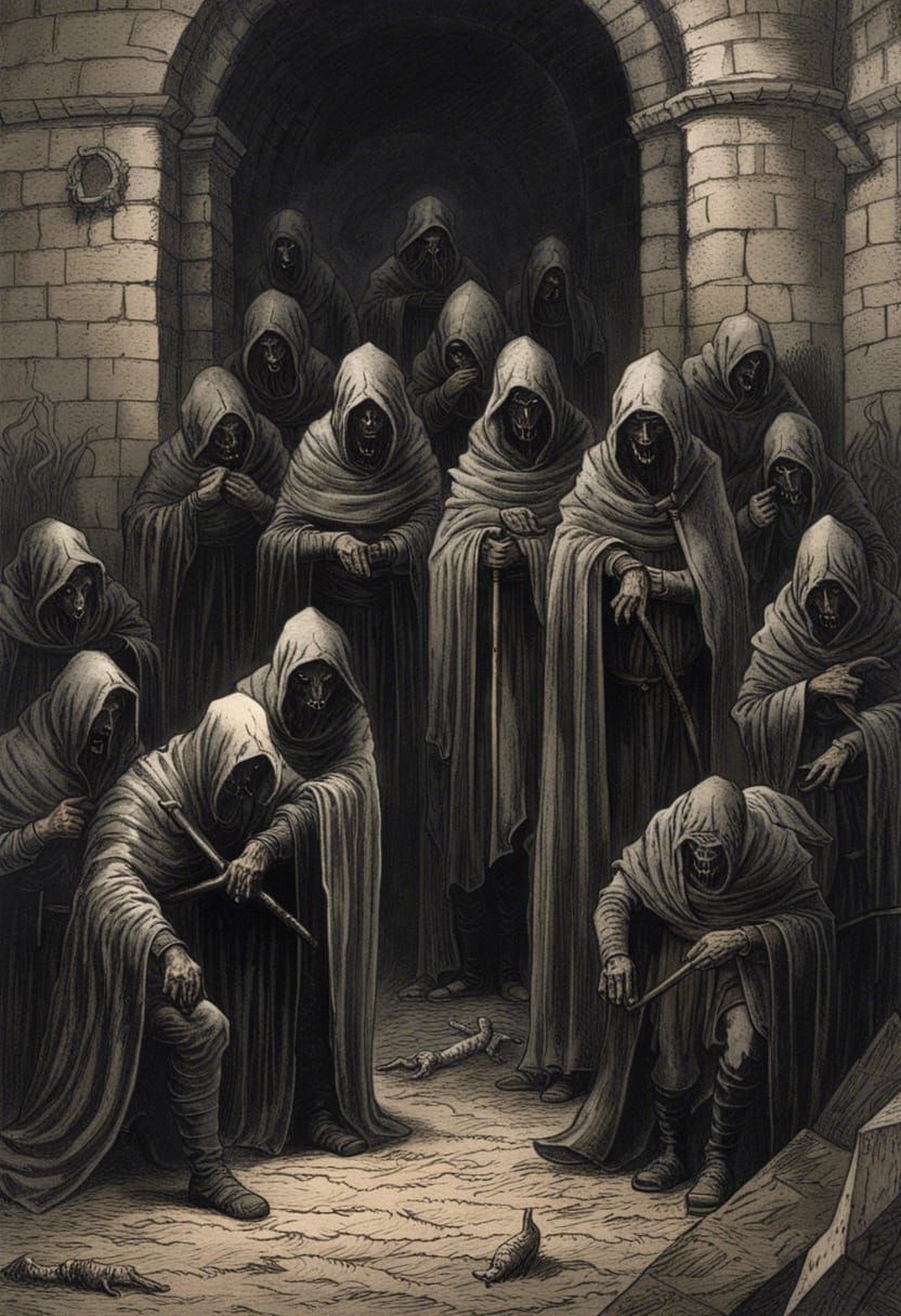 Medieval Plague Horror in Black Metal Art Style
