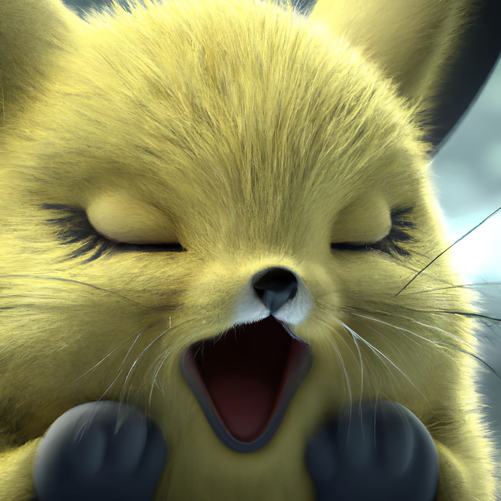 Hyperrealistic Pikachu Sneezing in 4K CGI