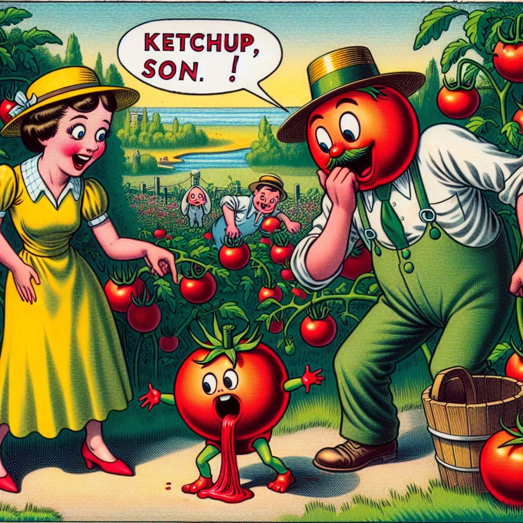 Tomato Family Comedy in Vintage Comic Style