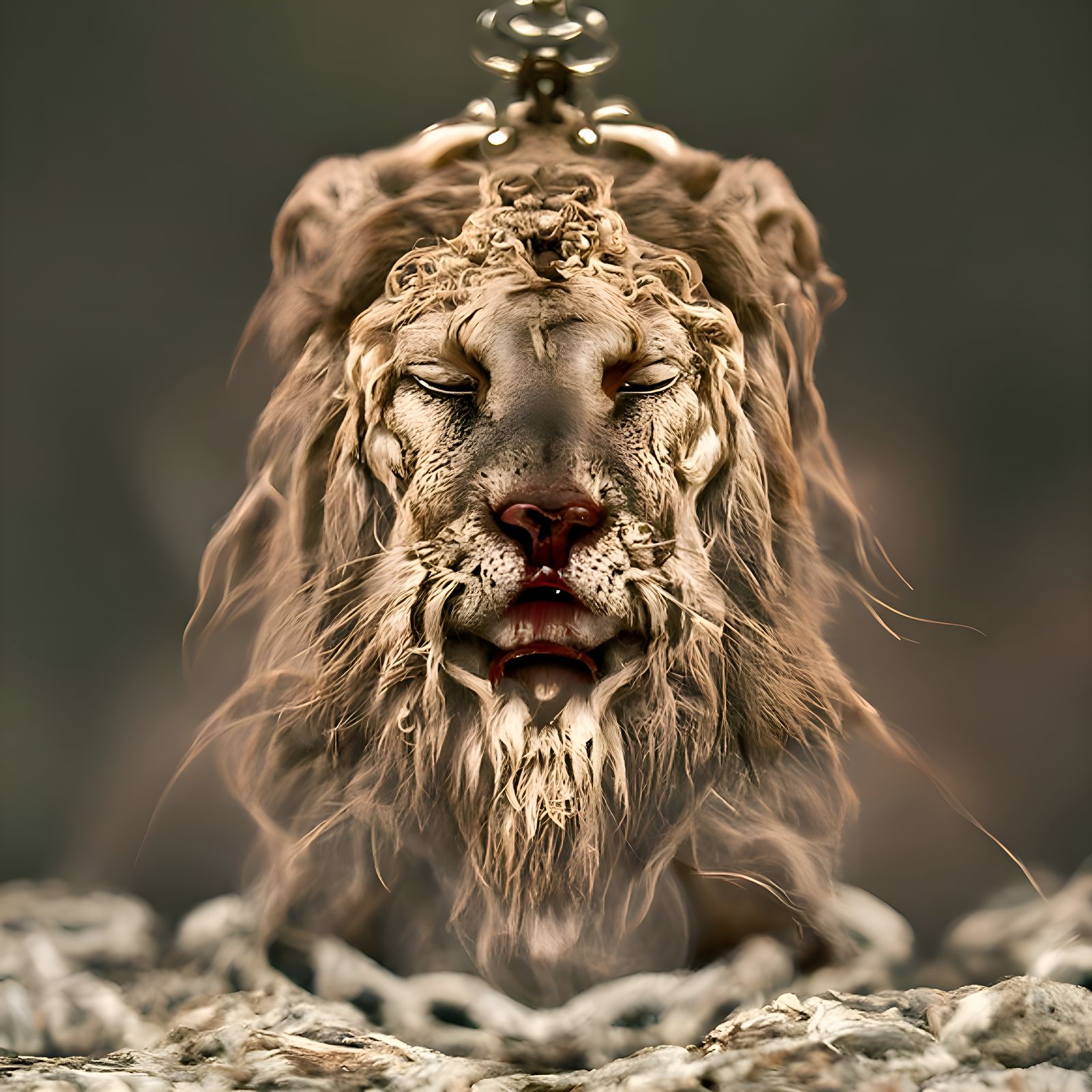 Majestic Lion Shakes Off Chains: Photorealistic Digital Art