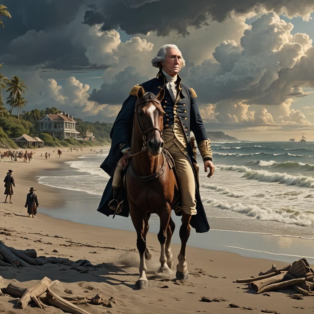 Shirtless George Washington at the Beach