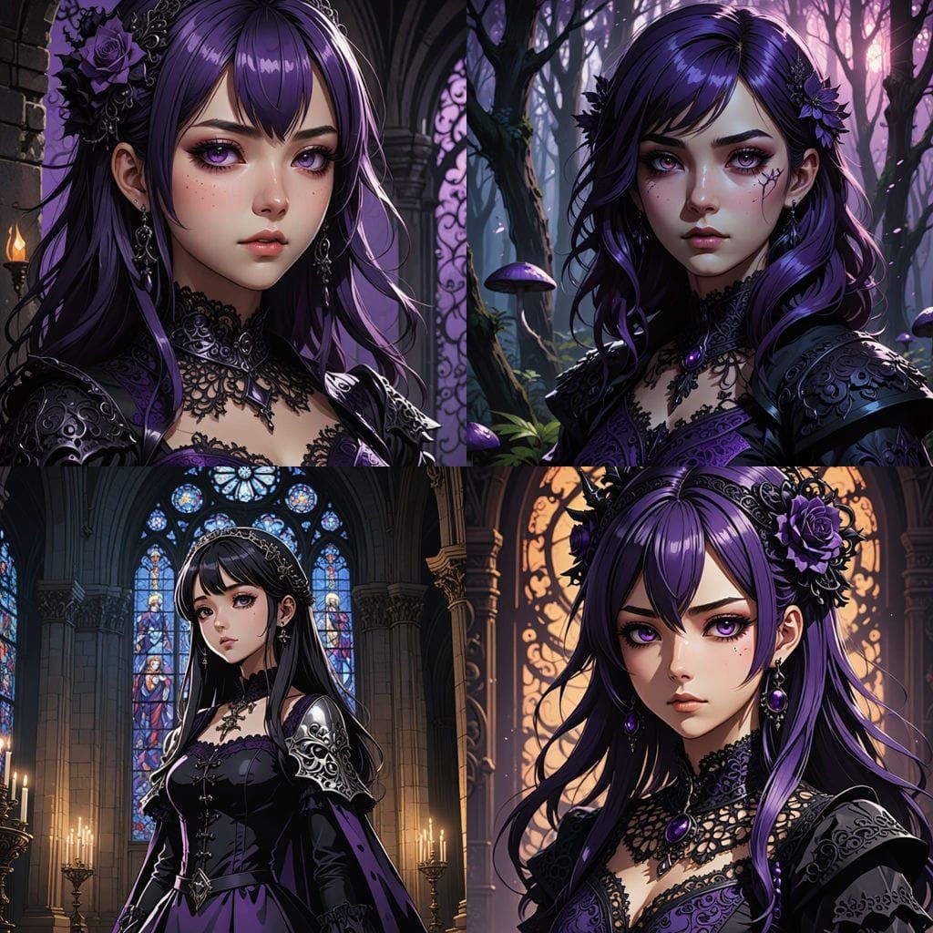 Gothic Princess in Deep Purple and Black