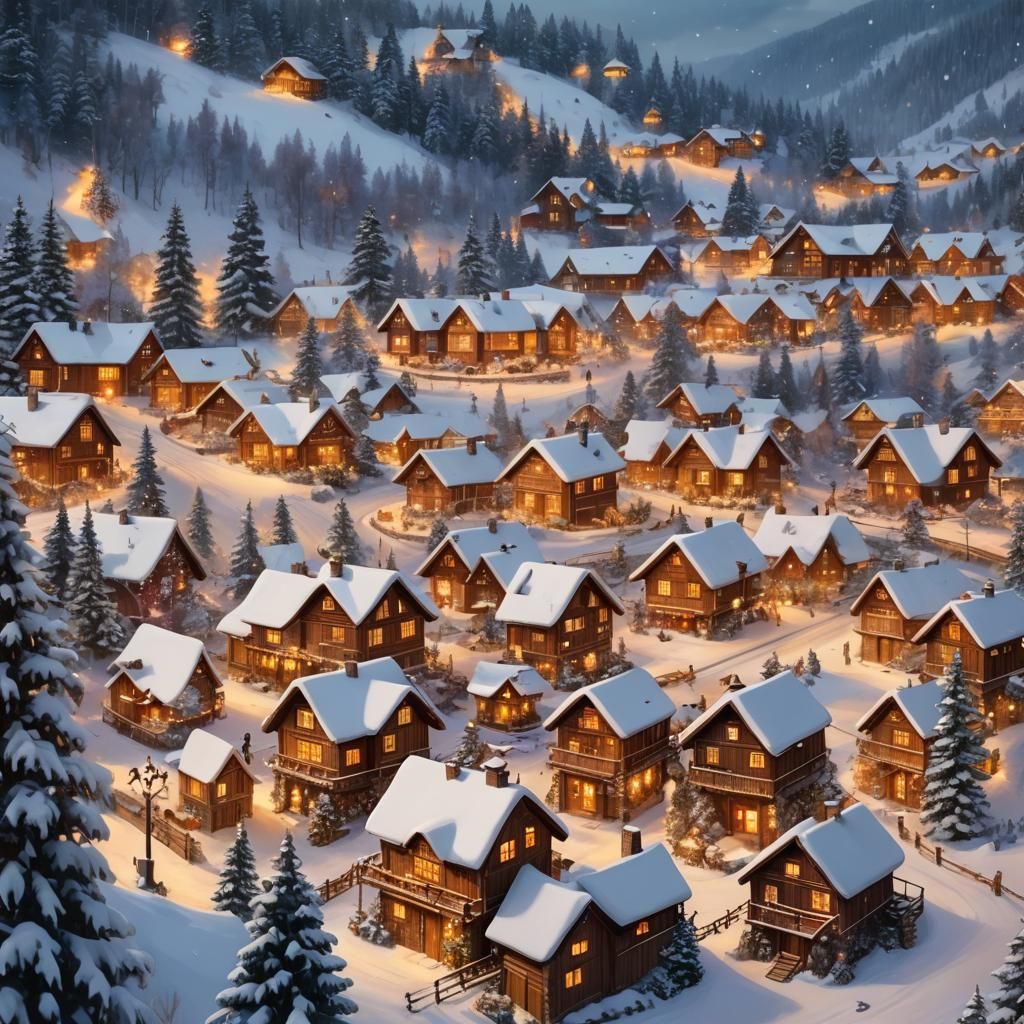 Enlightened Christmas Celebration in Snowy Village