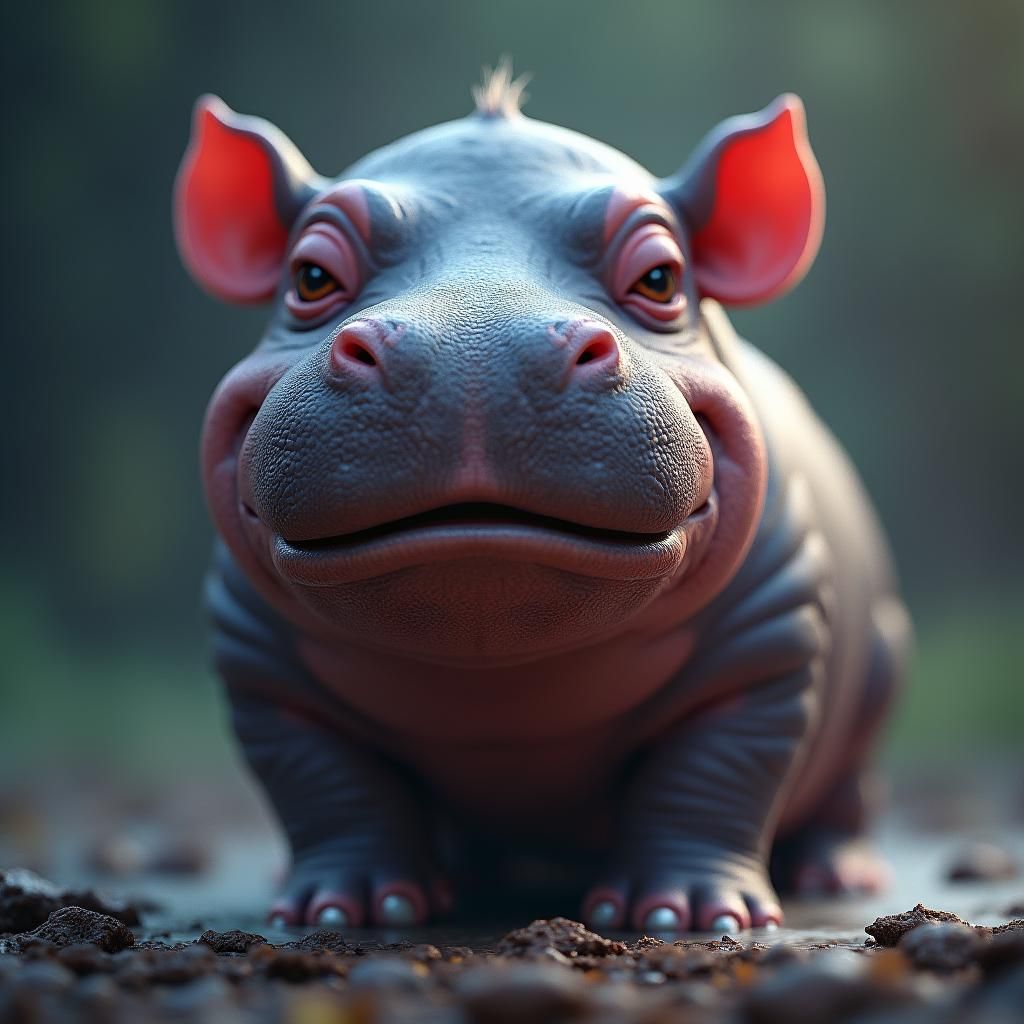 Detailed Matte Painting of Baby Hippo Moo Deng