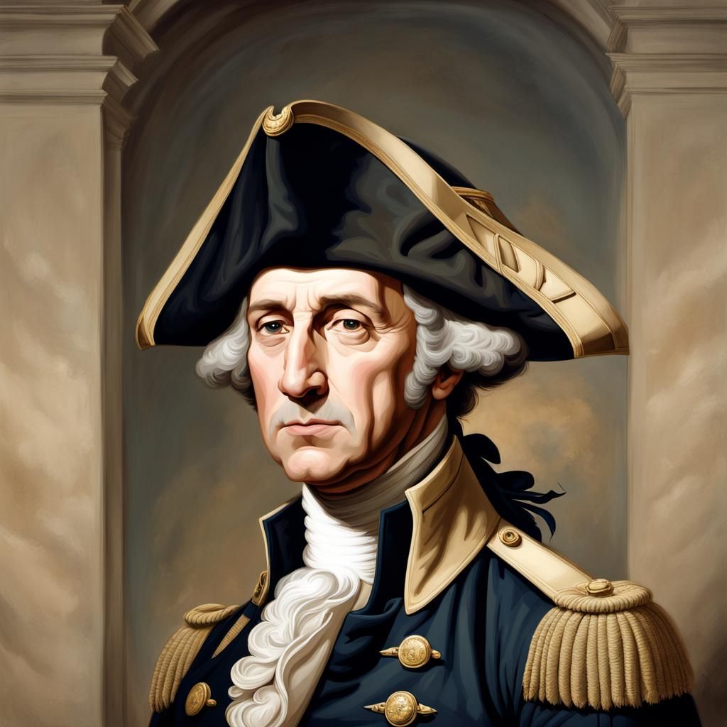 Iconic Portrait of George Washington in Hyperrealistic Style