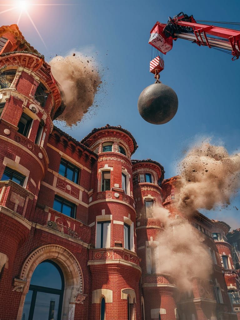 Building Demolition on a Sunny Day