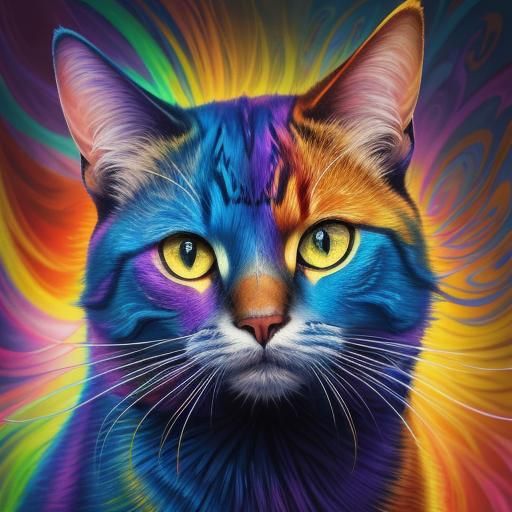 Colorful Cat in Fauvist Abstraction