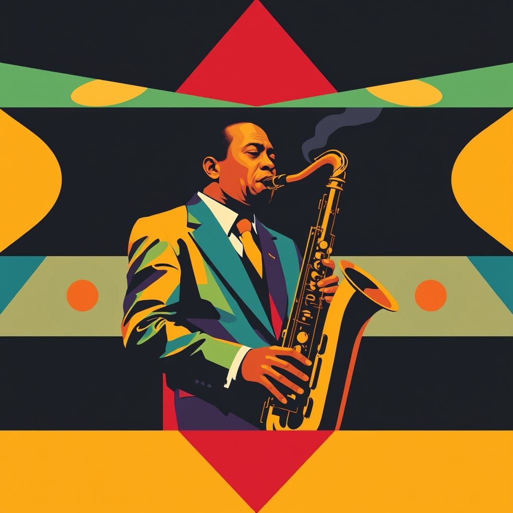 Jazz Saxophonist in Geometric Pop Art Style