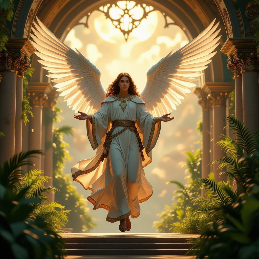Angel Gabriel Bringing Good News: Fantasy Concept Art