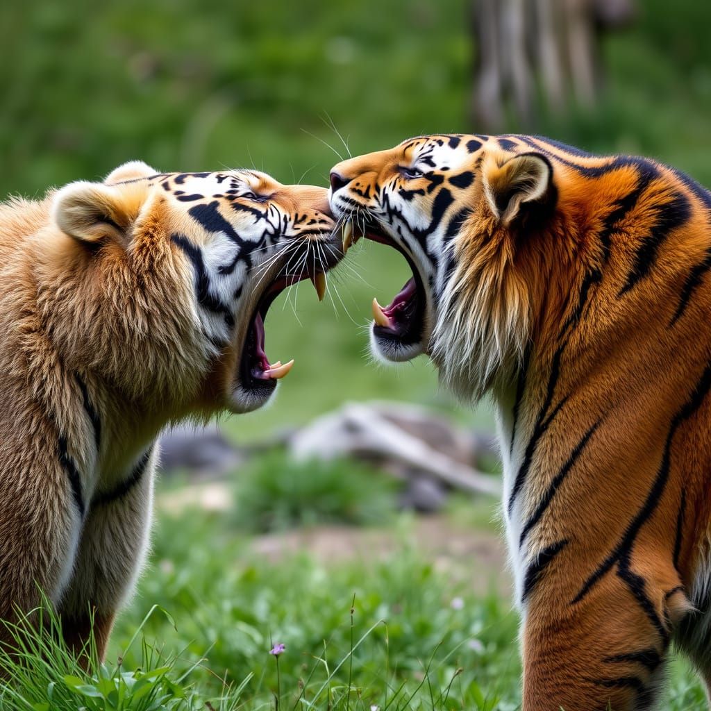 Bear and Tiger Growling