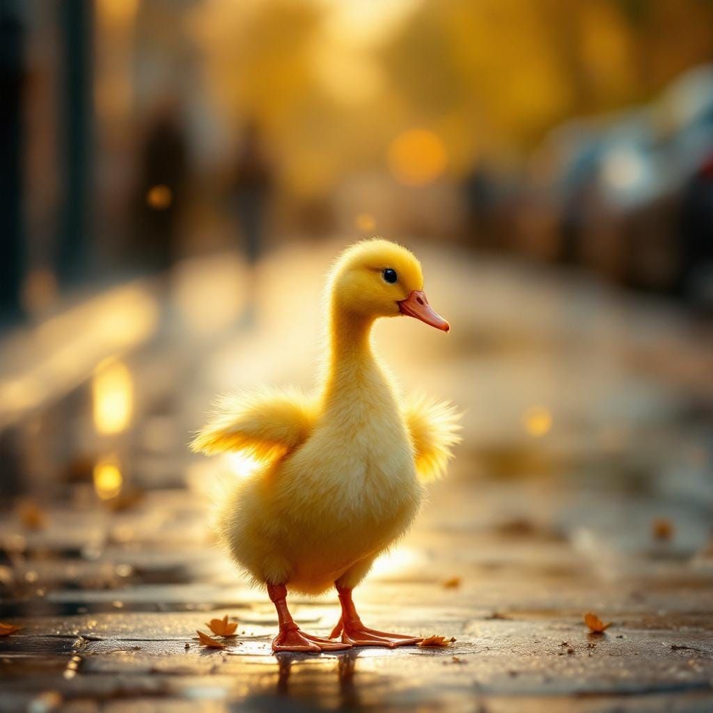 Realistic Duckling Dances in Paris with Bokeh