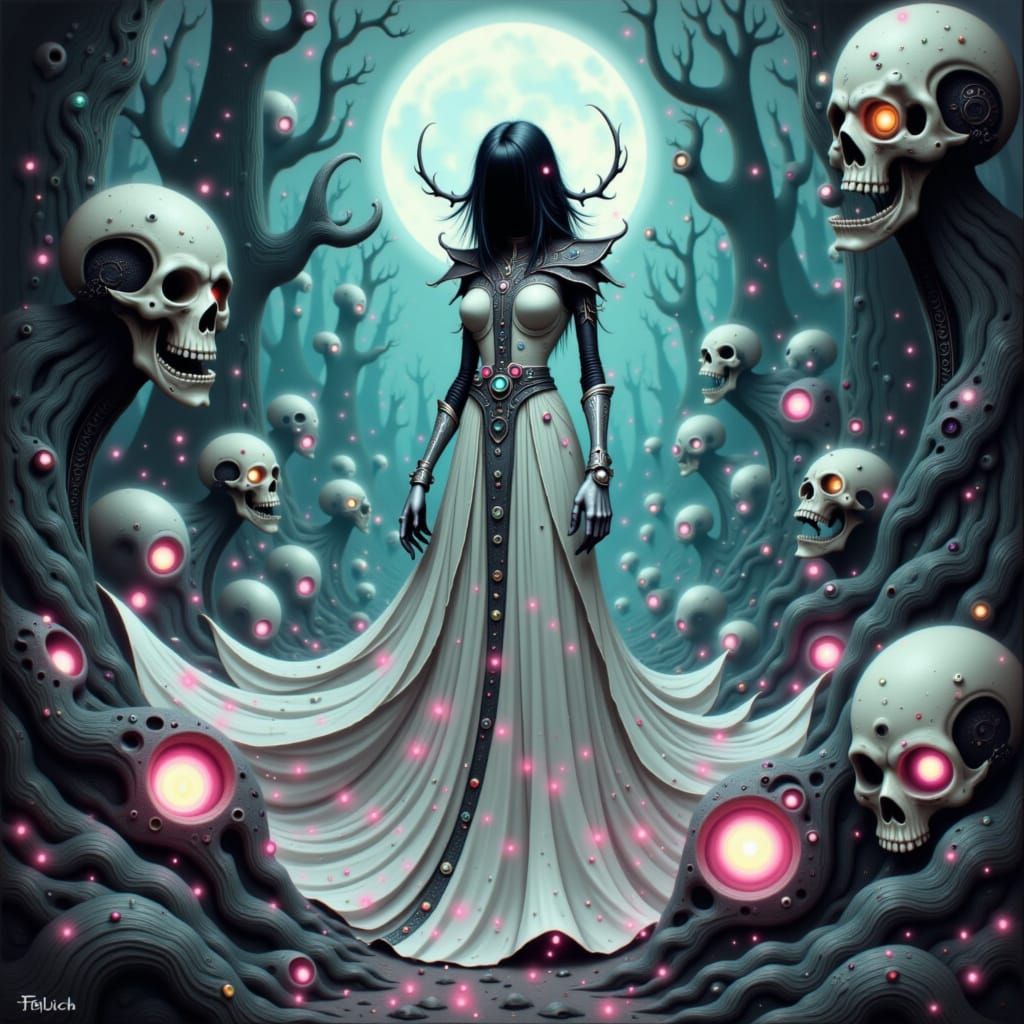 Android Necromancer in Ethereal Gothic Scene