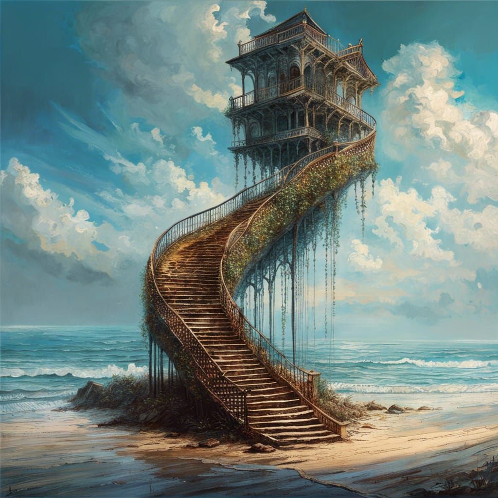 Dreamy Stairway to Heaven Fantasy Art