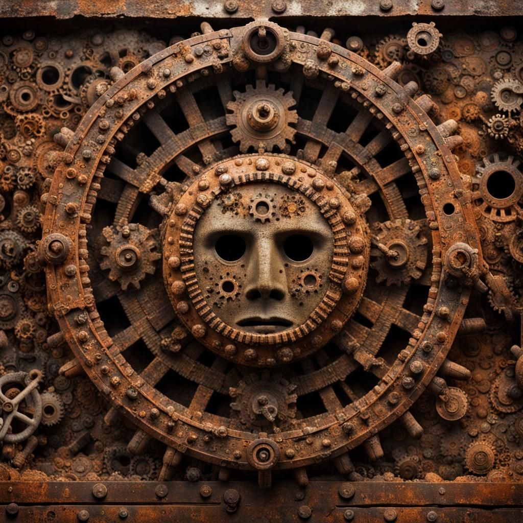 Colossal Ancient Treasure Chest with Enigmatic Faces