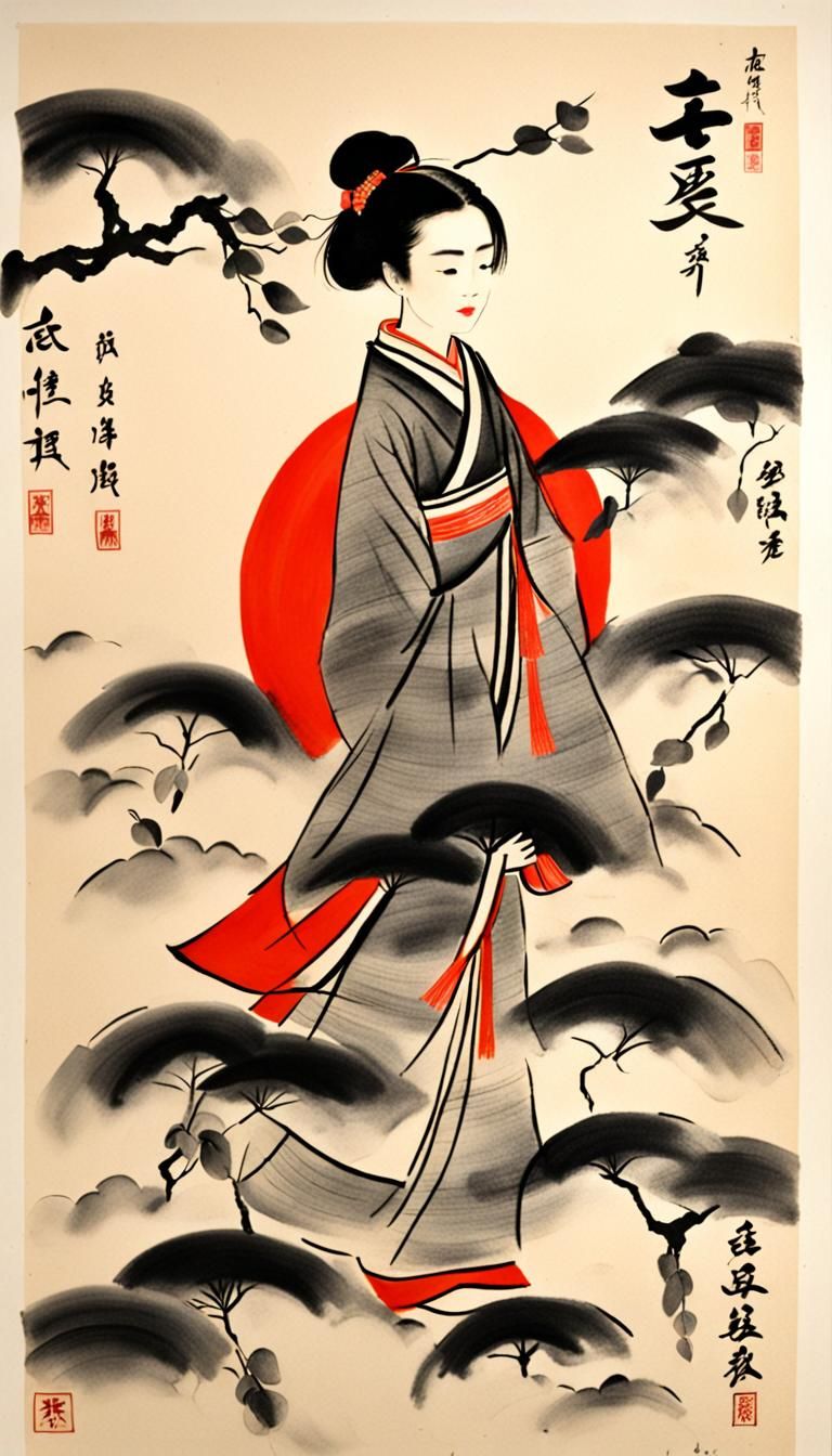 girl sun / Qi Baishi style