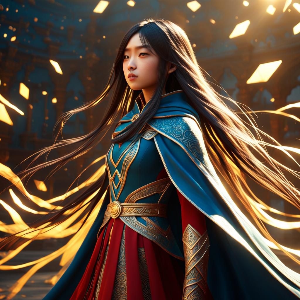 Charming Chinese Superheroine in Traditional Dress