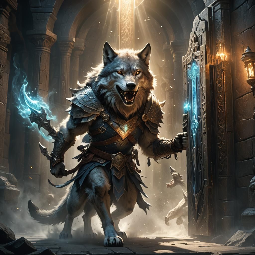Wolf with Seraphic Greatsword Fantasy Concept Art