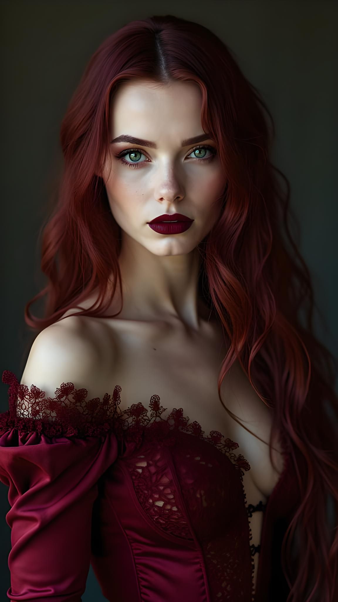 Countess Elizabeth Bathory Portrait in a Burgundy Gown