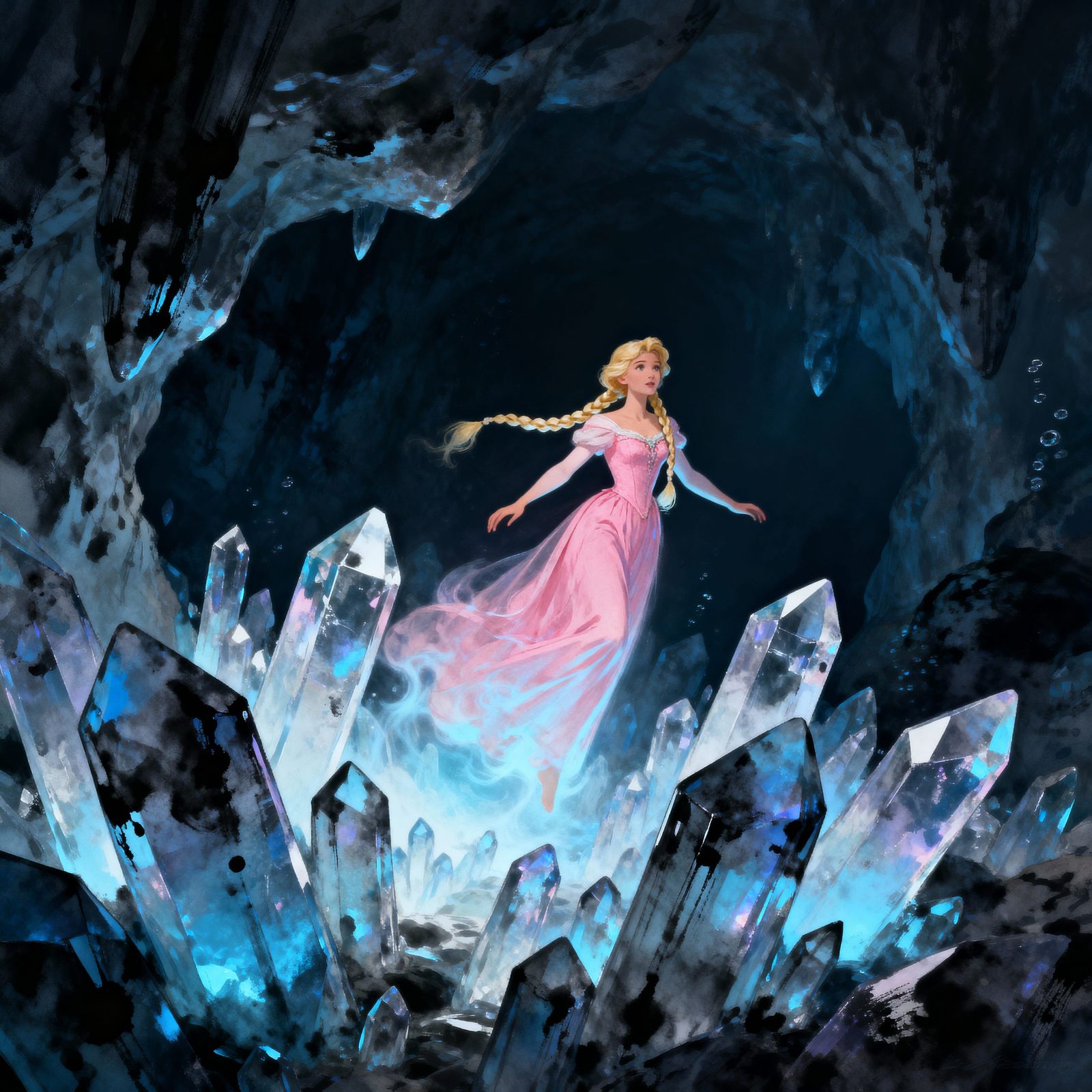 Princess in Ethereal Crystal Cavern
