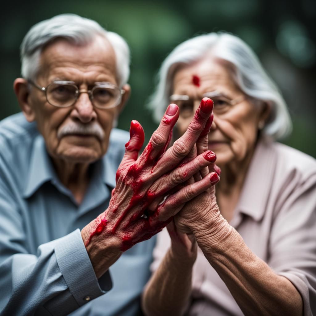 Elderly Couple with Injured Hand: Professional Portrait