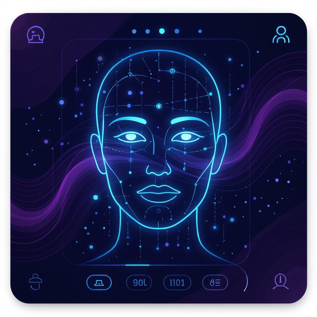 Futuristic Biometric Face ID for Phone Security