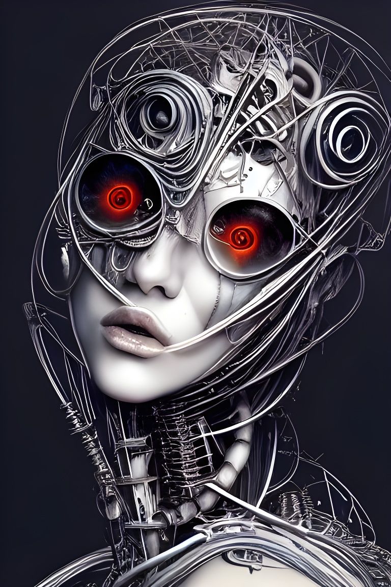 Biomechanical Goddess by Artgerm, Giger and Tinguely