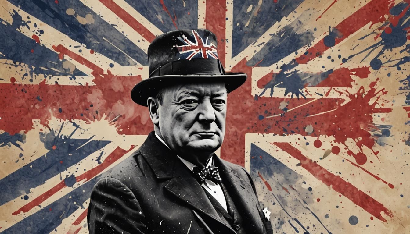 Churchill Ink Splatter Art on Union Jack