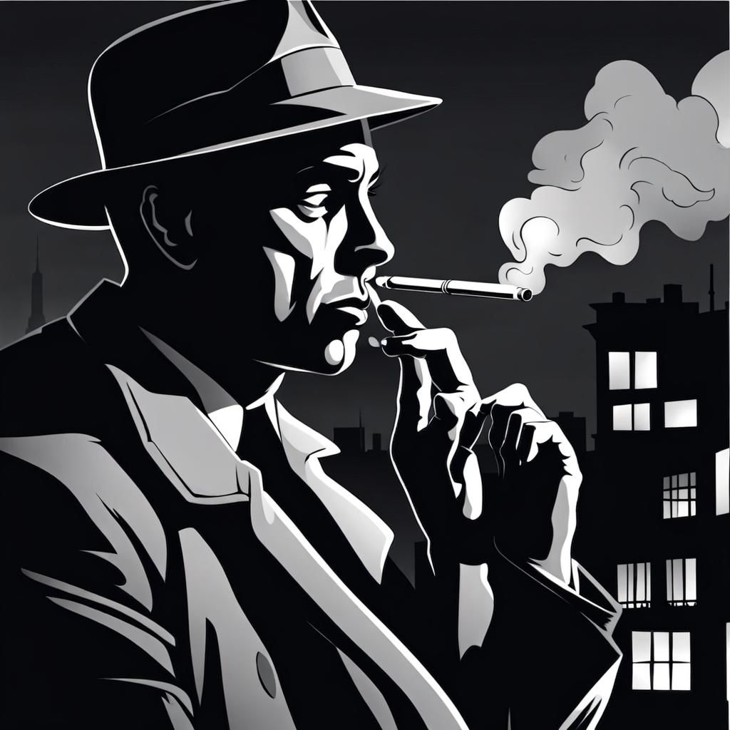 Detective in Shadows: A Film Noir Scene
