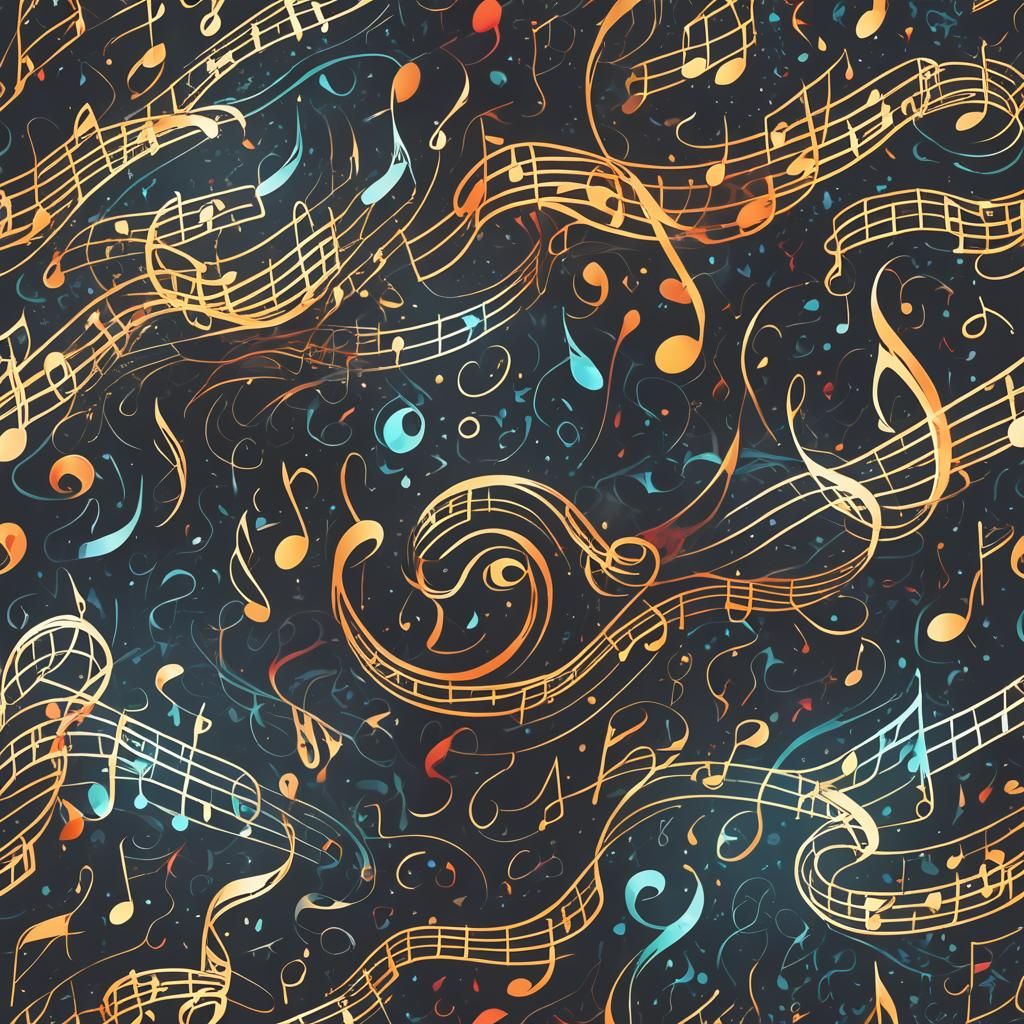 Glowing Musical Calligraphy: Abstract Art in Vibrant Colors