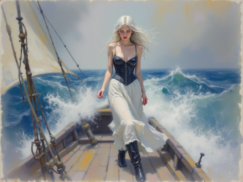 Hyper-Realistic SoftPastel Oil Painting of a Stormy Seascape