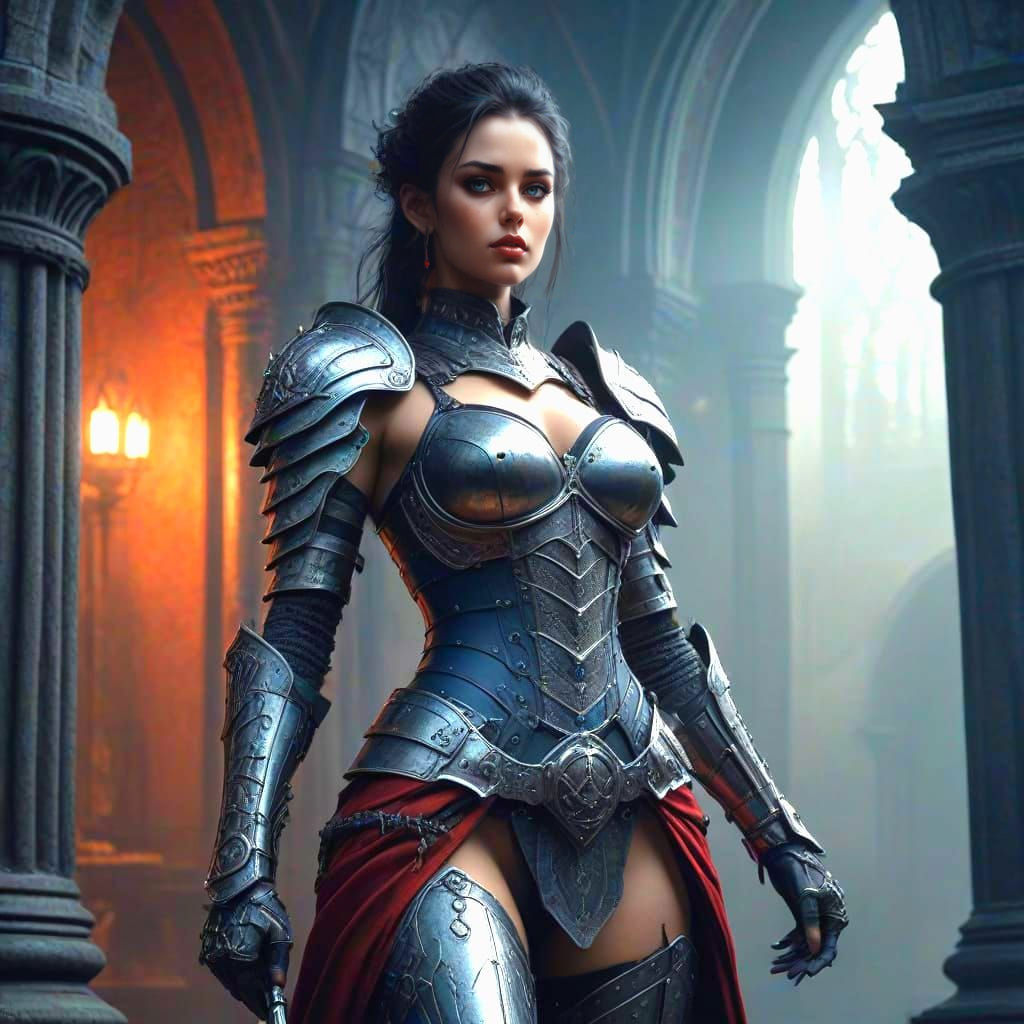 Dark Fantasy Heroine in Vibrant, High-Resolution Matte Paint...