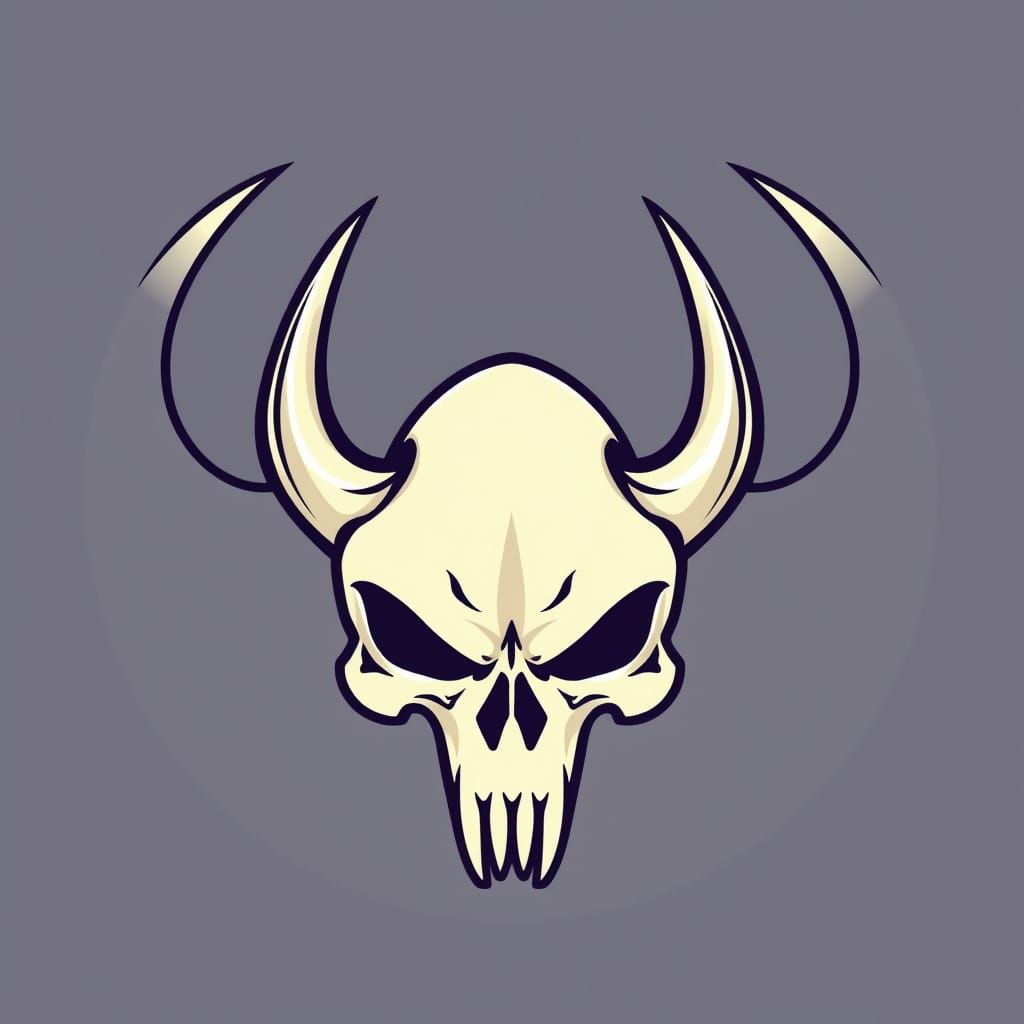 Stylized Skull Logo with Winged Horns
