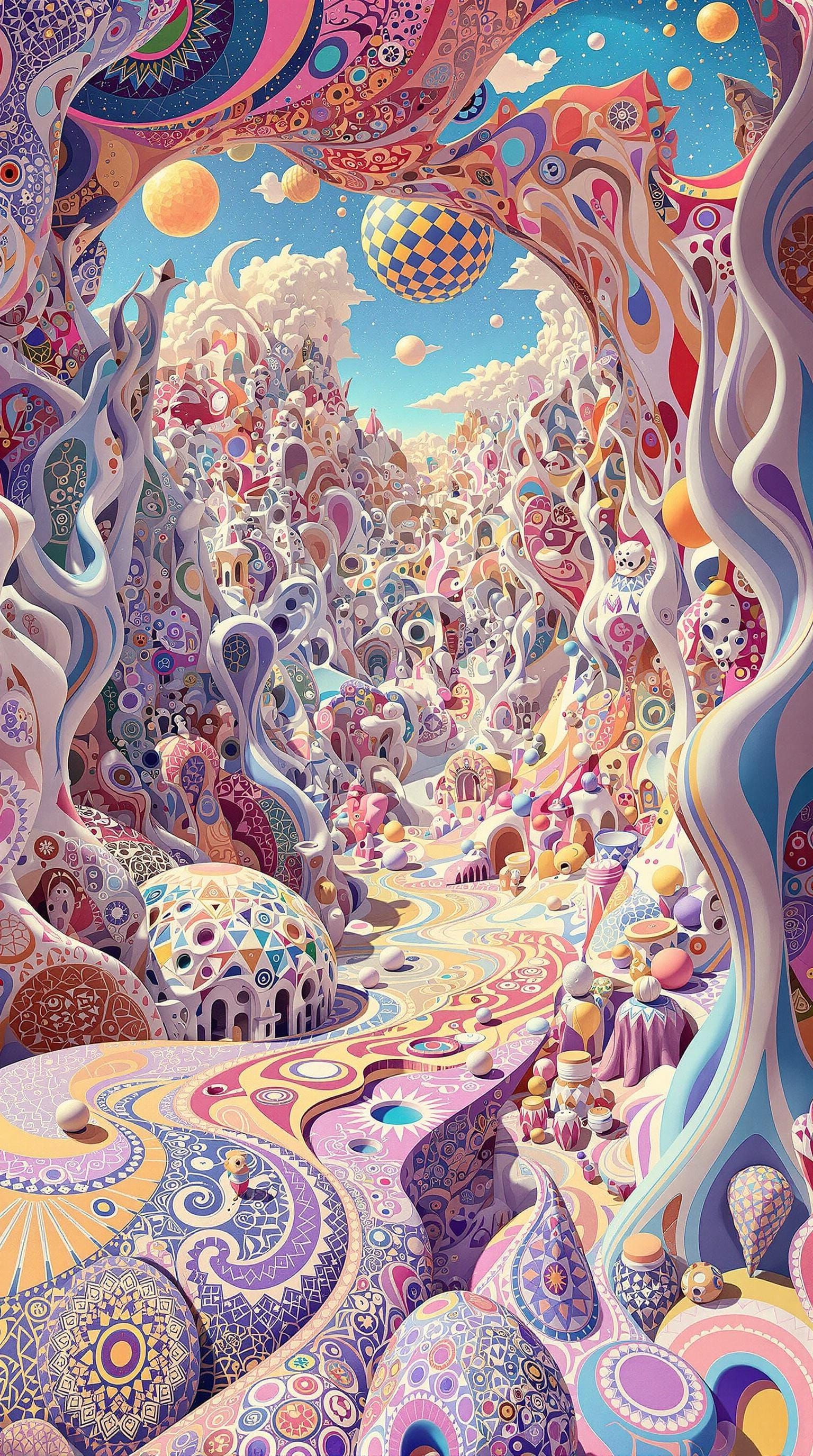 Surreal 3D Landscape in Non-Euclidean Geometry