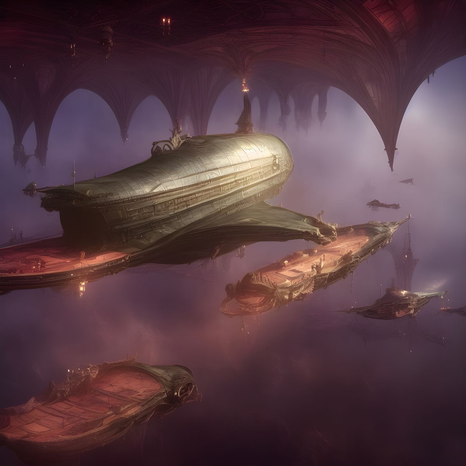 Fantasy Airship Interior in Cinematic Style