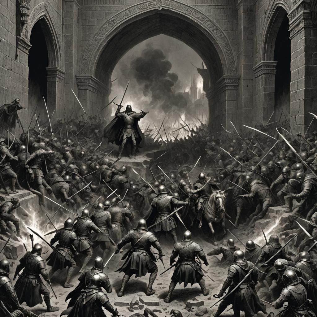 Crusaders Battle Turkish Warriors at Hell's Gate