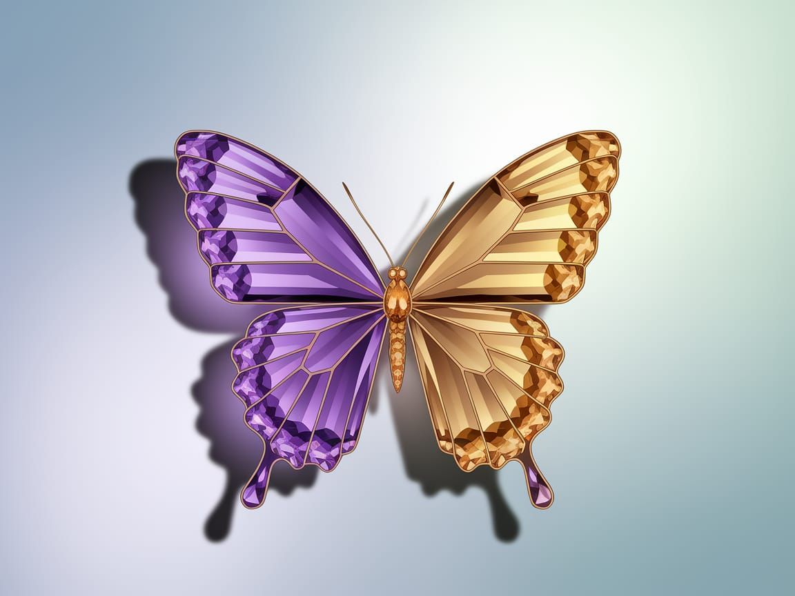 Crystal Butterfly with Amethyst and Citrine Wings