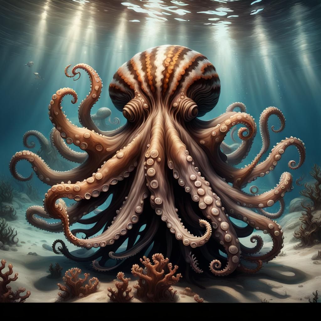 Fierce Tentacled Werecat in Dark Fantasy Style