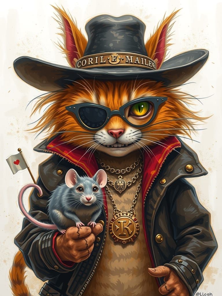 Mafia Cat Aims Shotgun in Hyper-Realistic Cartoon Style