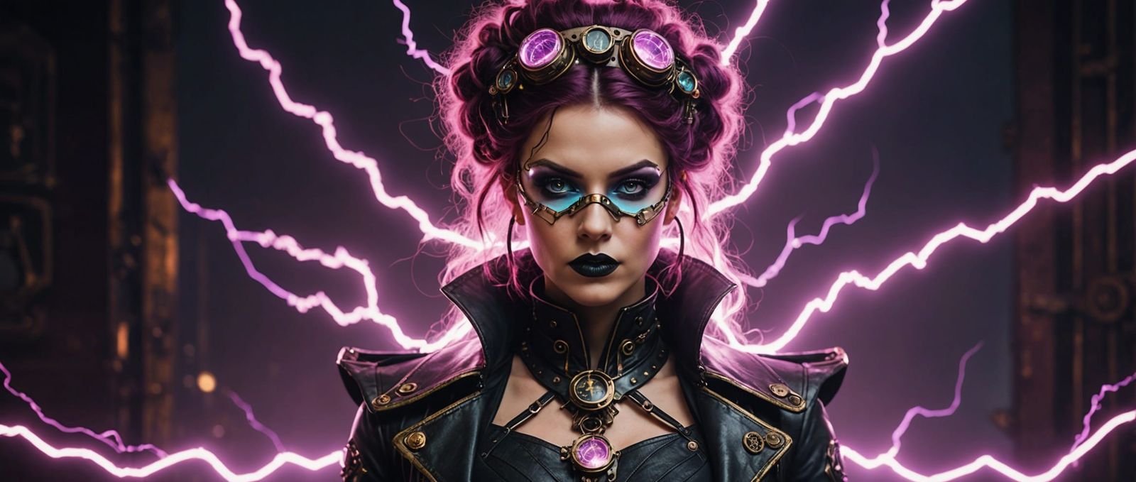Steampunk Goth with Electric Lightning Powers