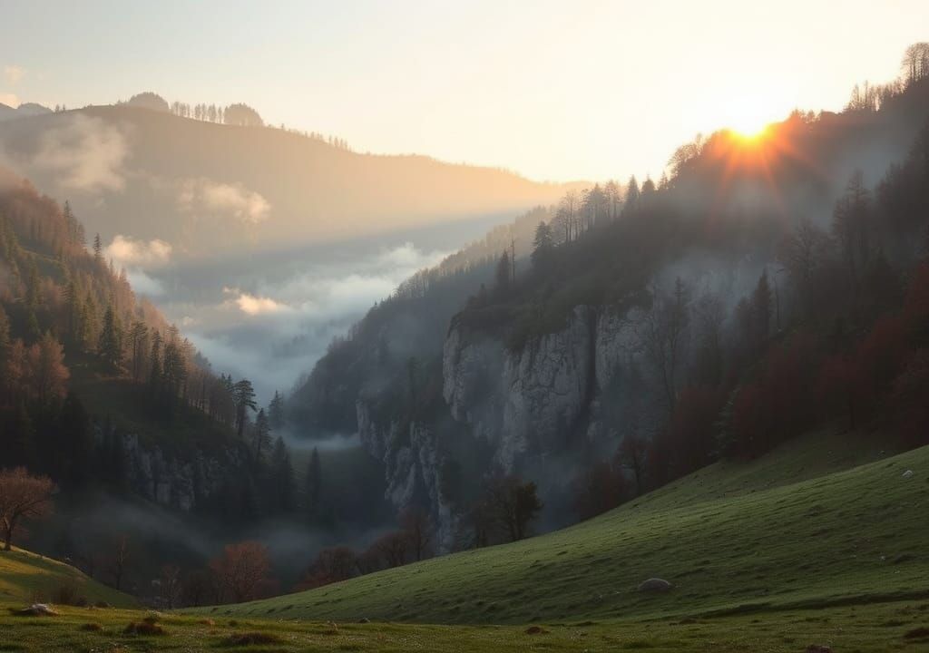 Bernese Oberland Gorge in Gentle Evening Light