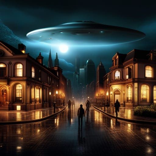 Giant UFO Hovering Over Neighborhood