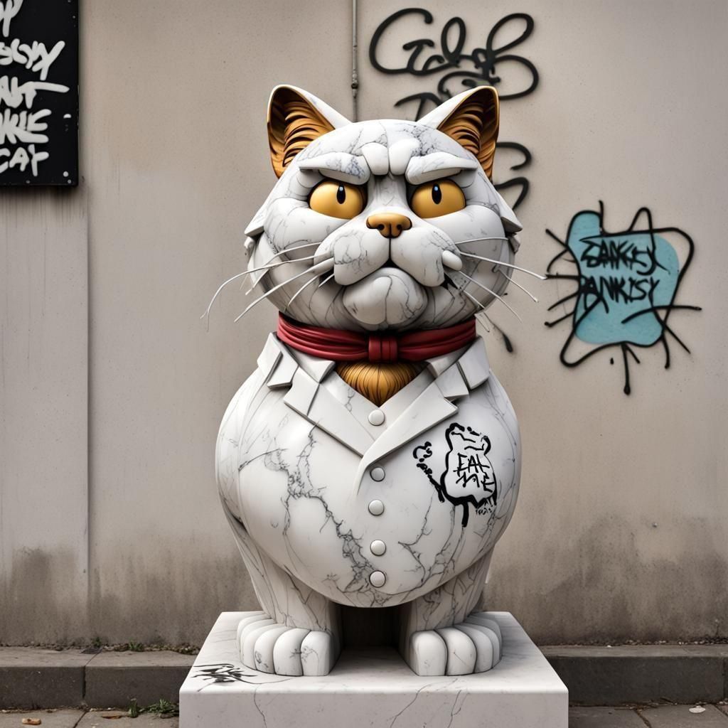 Garfield Marble Bust with Lava Floor