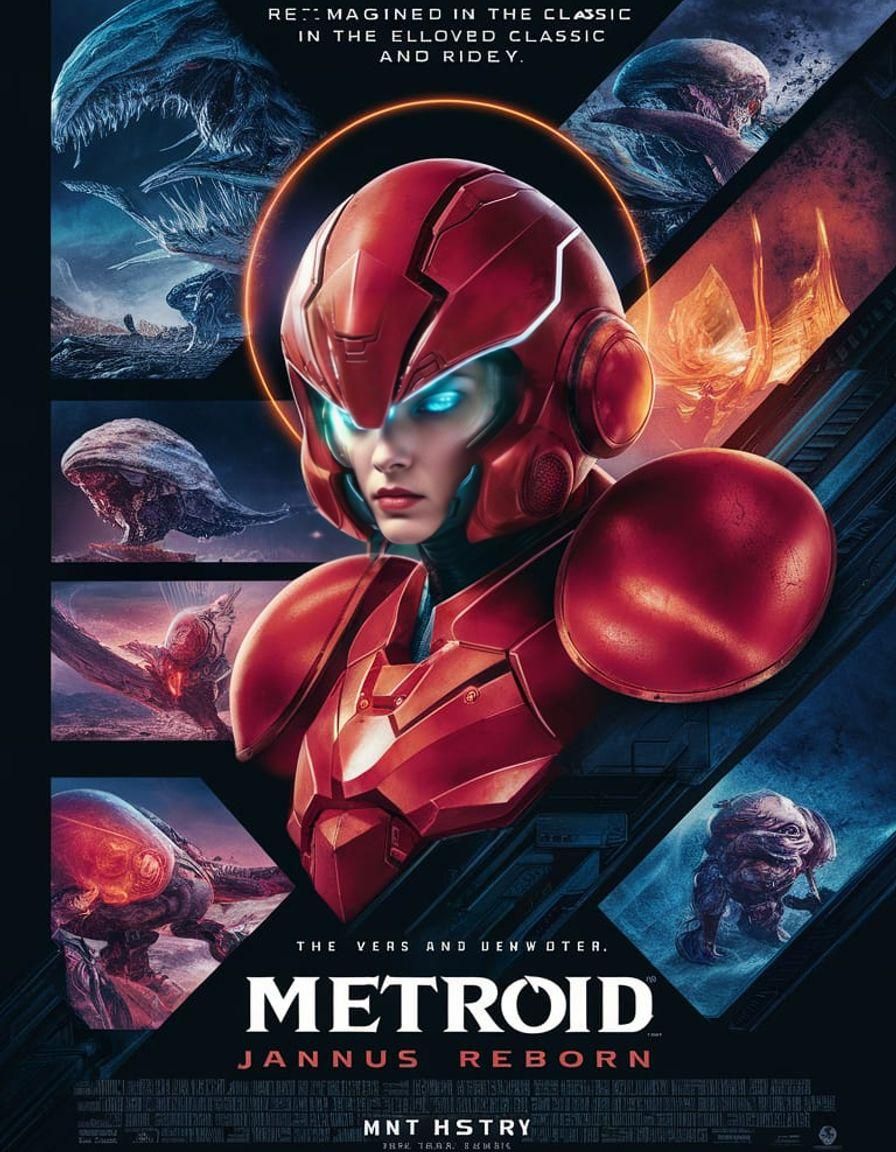Futuristic Movie Poster of Janus in Red Armor