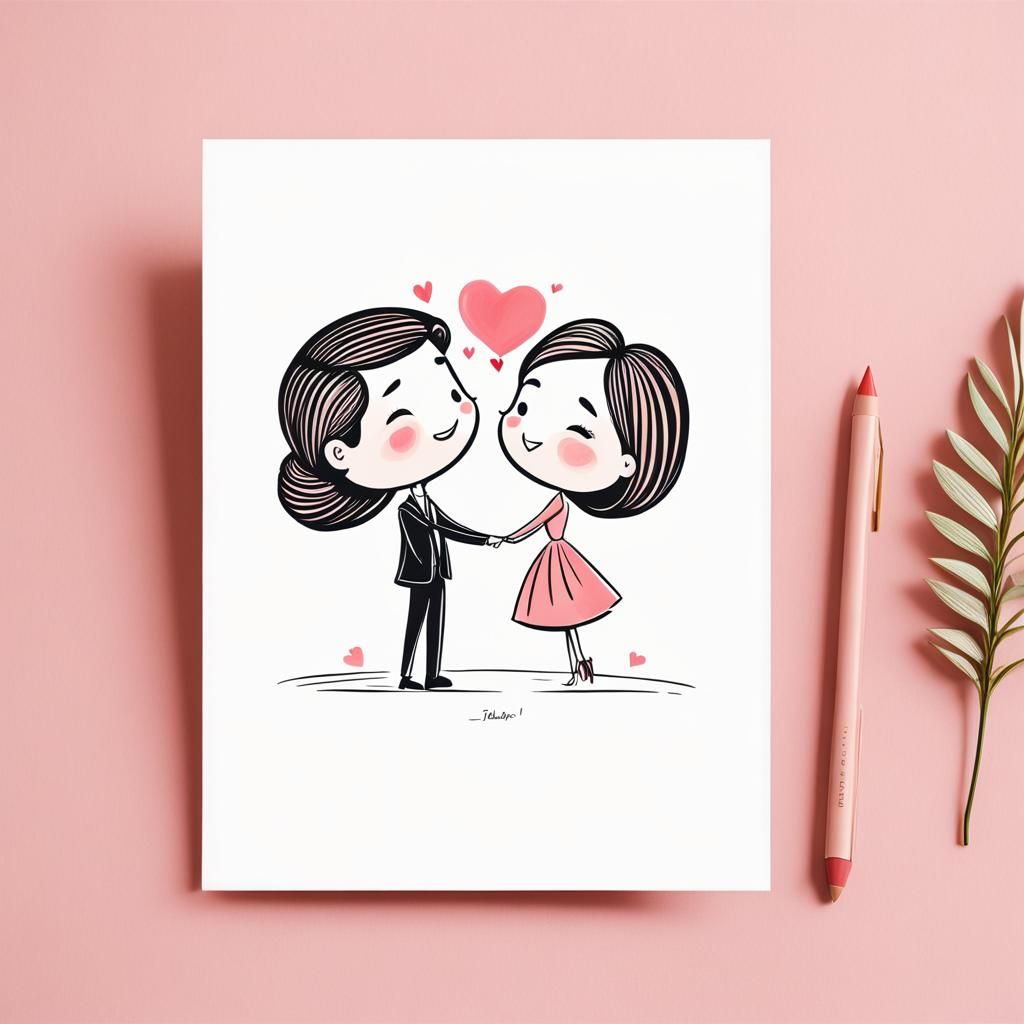 Minimalist Doodle Sketch of Falling in Love