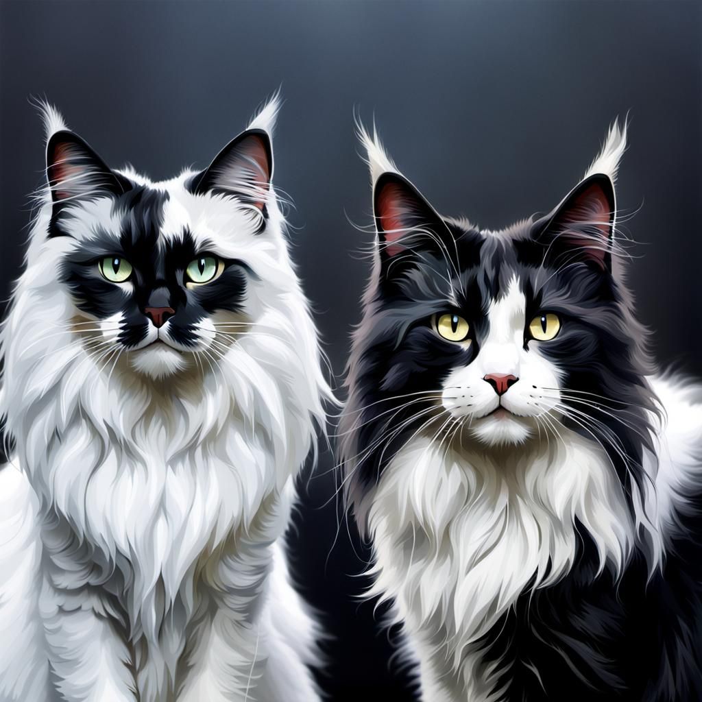 Duality: Black and White Cats in Harmony