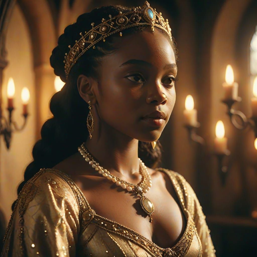 Surreal Medieval Princess in Warm Golden Light