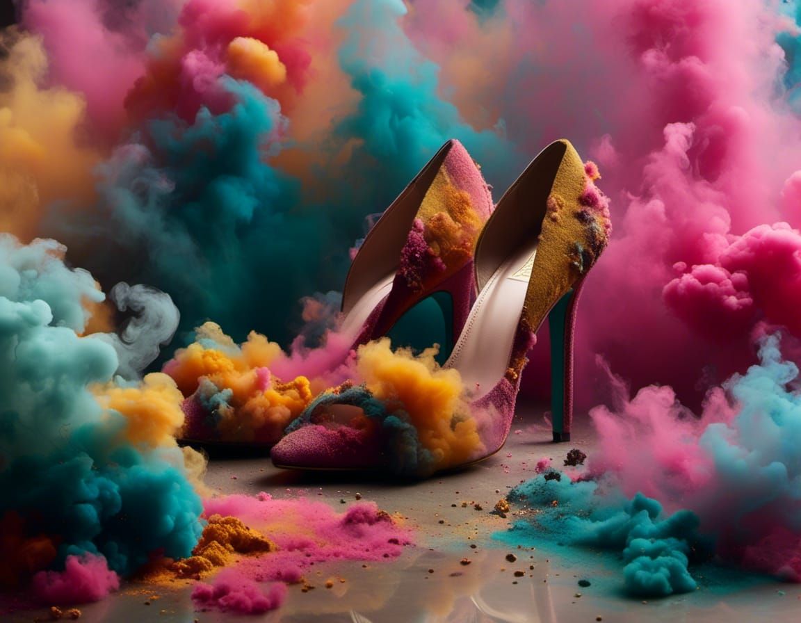 Designer Heels Made of Colored Smoke