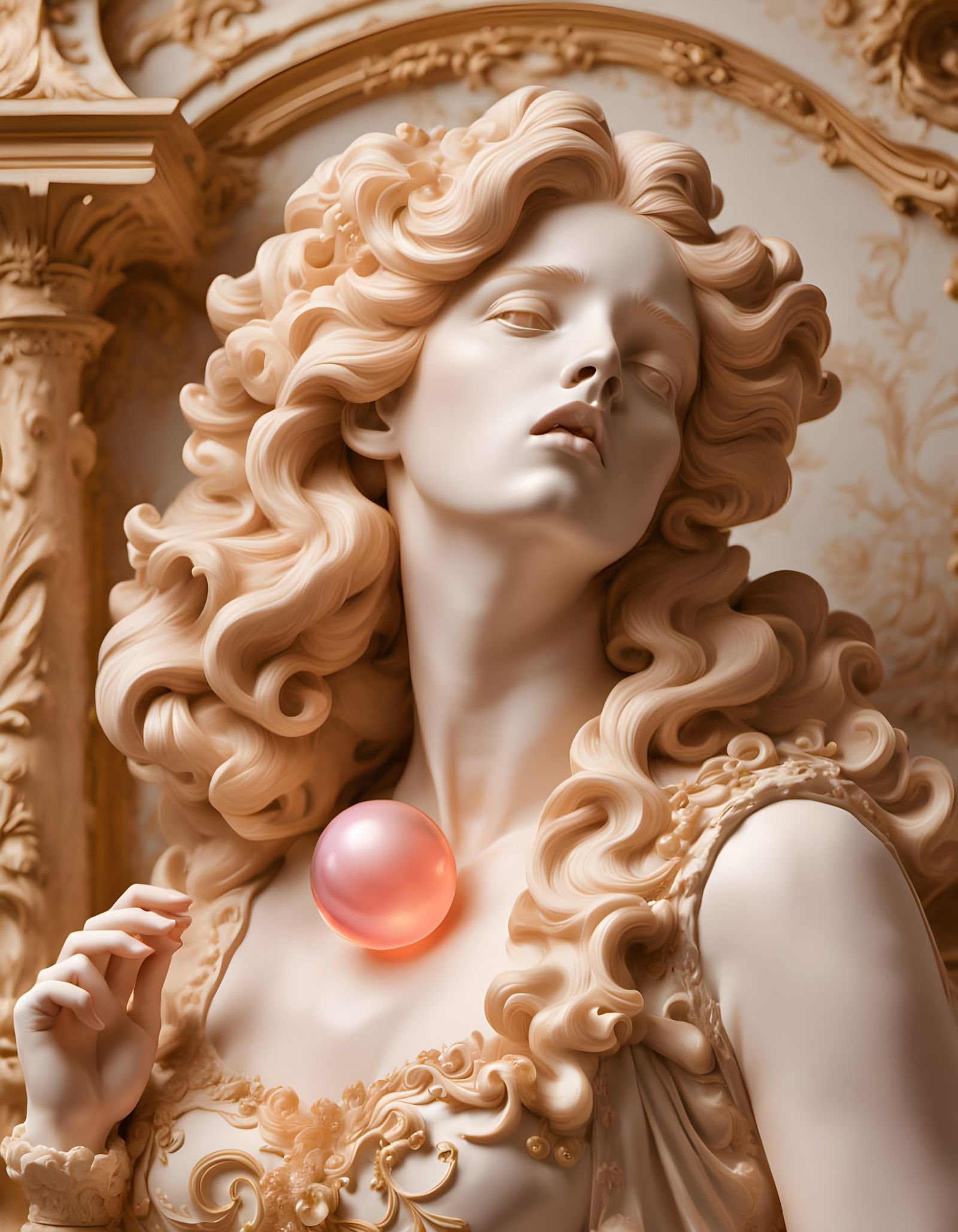 Antique Bust with Bubblegum Bubble