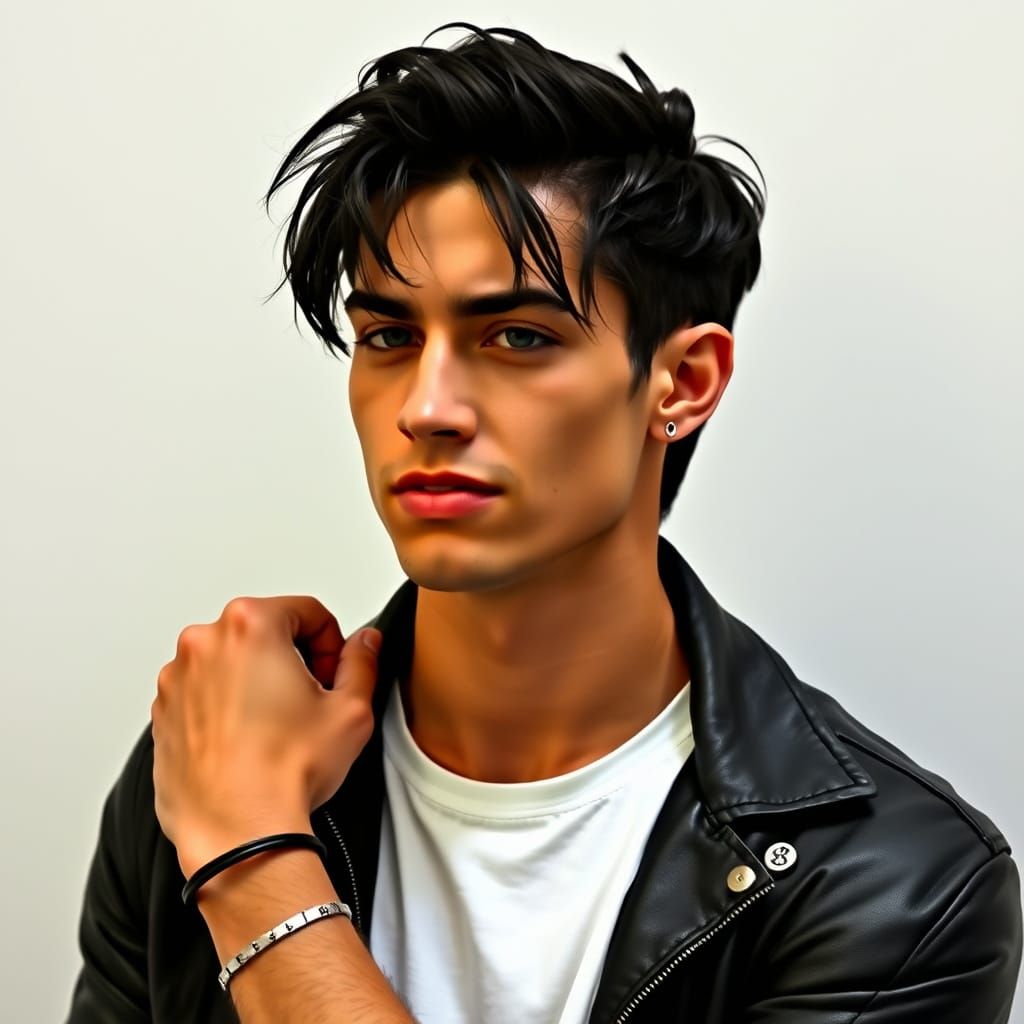 Attractive Young Man with Piercing Gaze