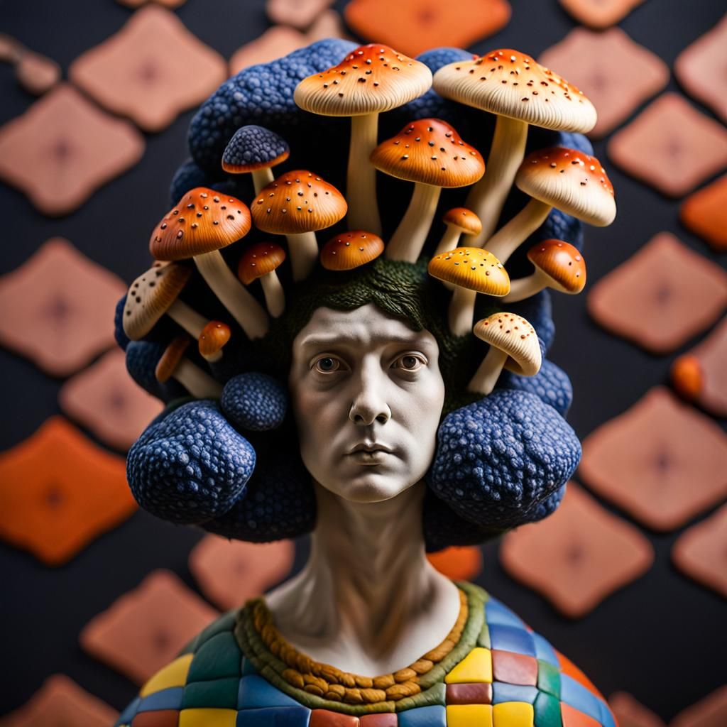 Mushroom Sculpture Display at Modern Art Museum